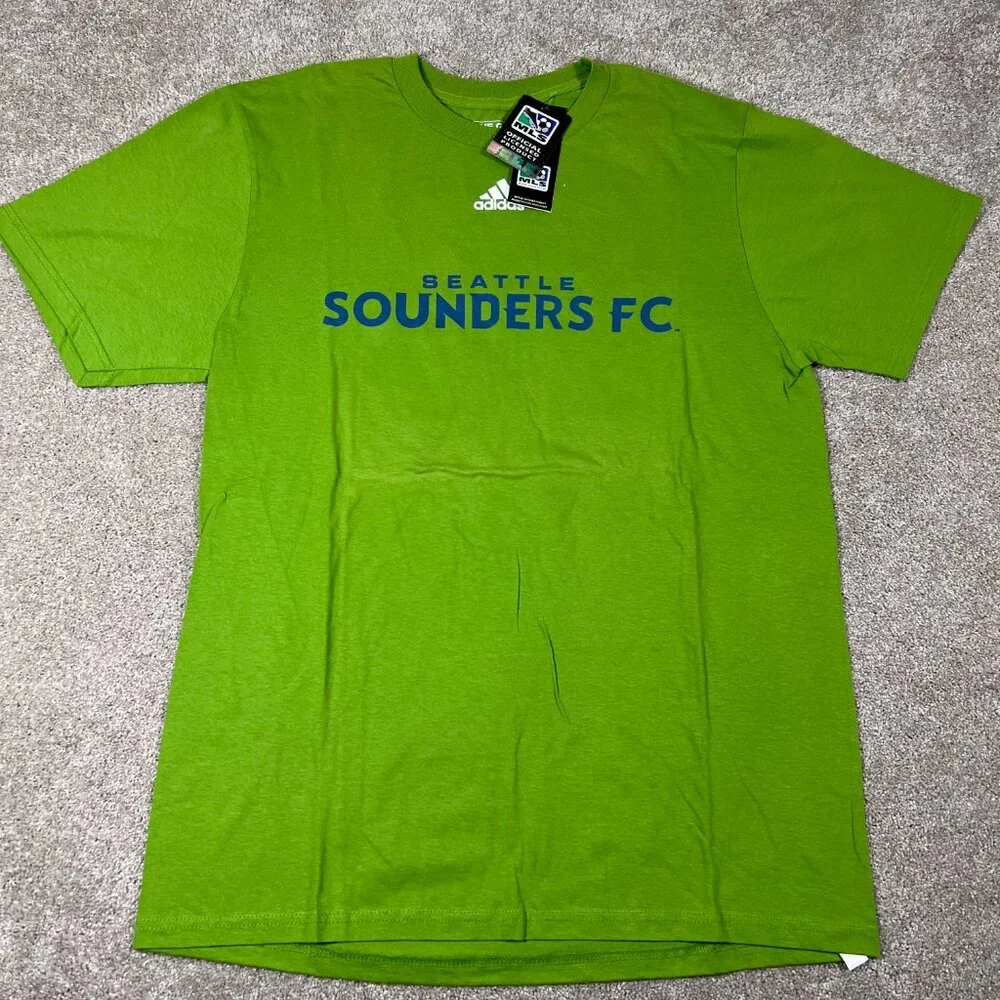 Adidas Mens L Green Graphic Seattle Sounders FC Soccer‎ MLS The Go-To Tee NWT